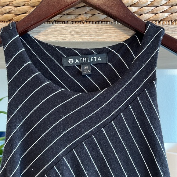 Athleta Santorini Striped Pinstripe Sleeveless Athletic Jersey Knit Dress, XS - Picture 3 of 7